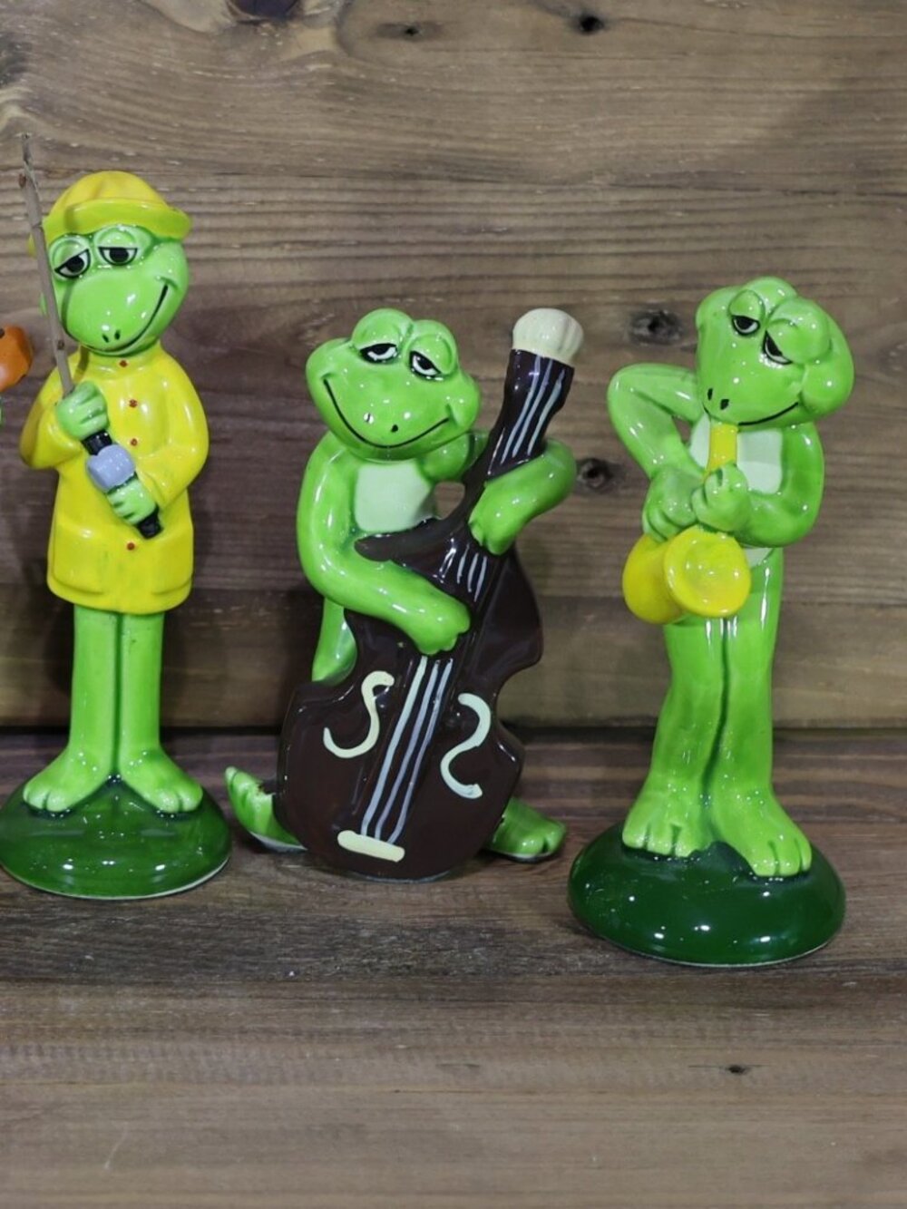 Vintage Rare Seven Corporation Frog 5 Piece Set Pottery Ceramic Figurine No Box - Picture 2 of 9